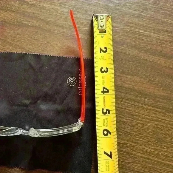 Colossein Sunglasses. Clear Face. Pink Arms And Pink Reflective Lenses. Case - Picture 10 of 10